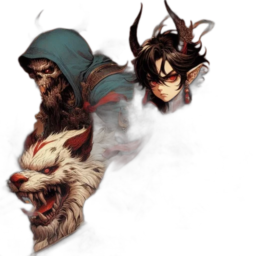 mask, dragon, concept art, fantasy art, comic book art, pixel art, menacing, figure transparent PNG cut-out