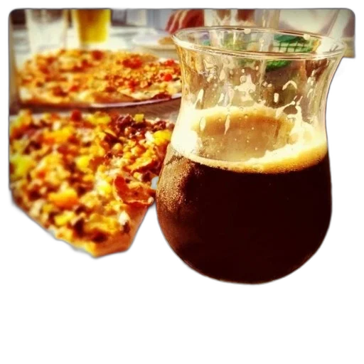food, bottle, glass, dark, beer, sits, front, two transparent PNG cut-out