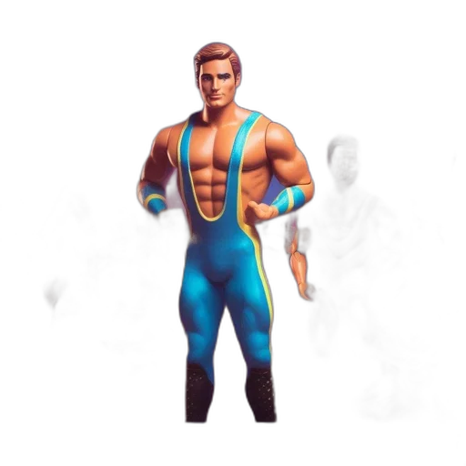 3d render, concept art, pixel art, comic book art, blue, retro-styled, wrestling, poster transparent PNG cut-out