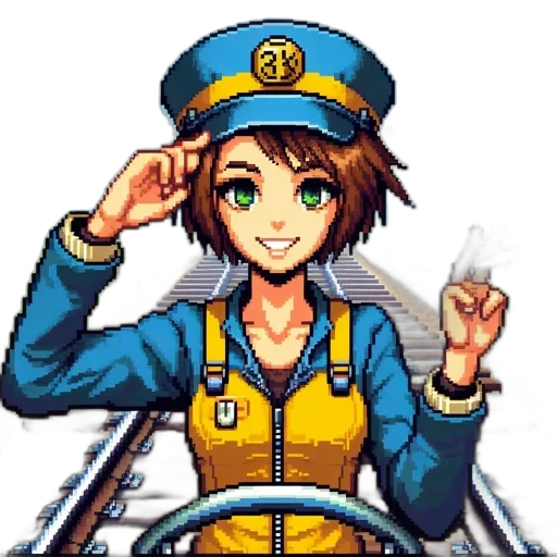 staff, hat, robot, car, pixel art, anime, cartoon, concept art transparent PNG cut-out