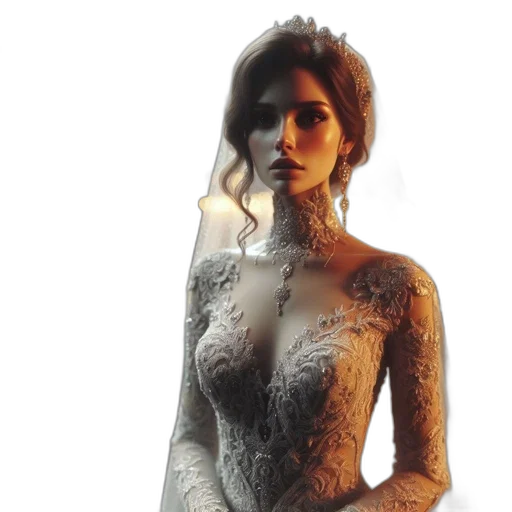 dress, jewelry, 3d render, concept art, photorealistic, fantasy art, woman, intricate transparent PNG cut-out