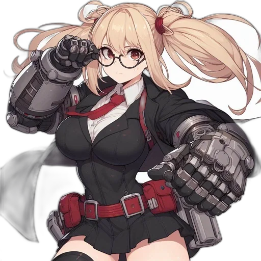 weapon, staff, jacket, robot, anime, concept art, cartoon, cyberpunk transparent PNG cut-out