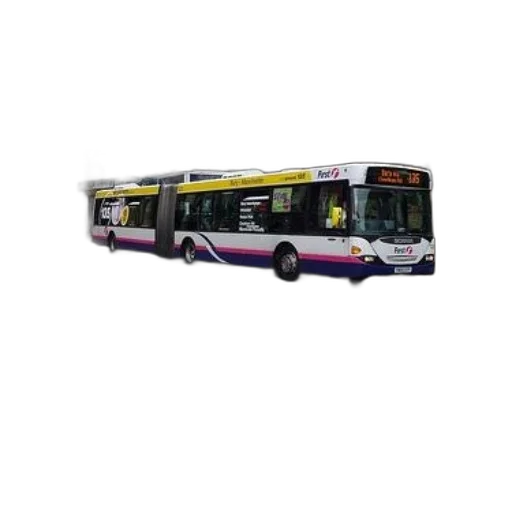 3d render, photorealistic, concept art, modern, city, bus, purple, yellow transparent PNG cut-out