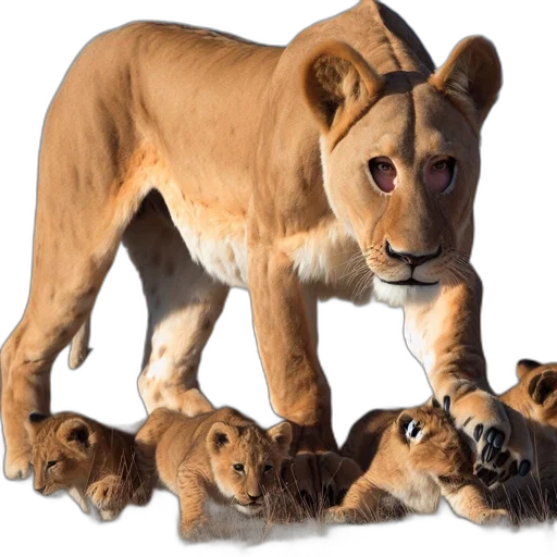 animal, crown, staff, concept art, 3d render, photorealistic, oil painting, lioness transparent PNG cut-out