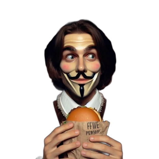 mask, face, staff, food, cartoon, concept art, 3d render, photorealistic transparent PNG cut-out