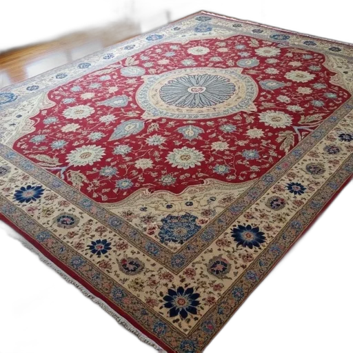 furniture, large, ornate, rug, complex, pattern, red, blue transparent PNG cut-out