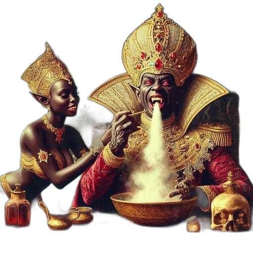 jewelry, mask, food, crown, concept art, oil painting, photorealistic, fire transparent PNG cut-out