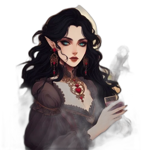 jewelry, crown, dress, staff, fantasy art, concept art, pixel art, oil painting transparent PNG cut-out