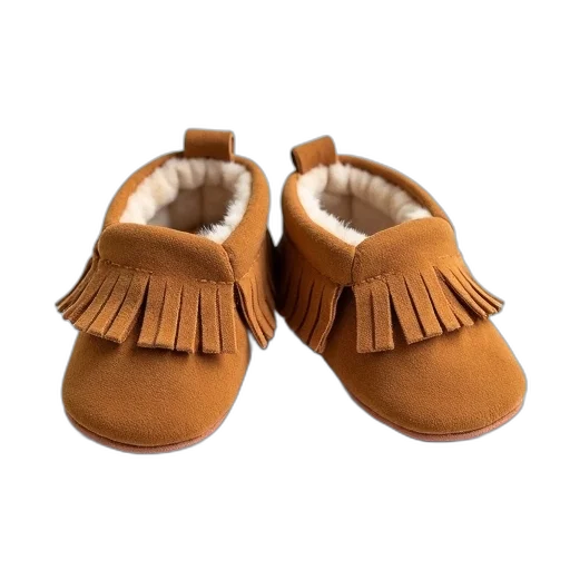 shoes, pair, brown, baby, moccasins, soft, suede, texture transparent PNG cut-out