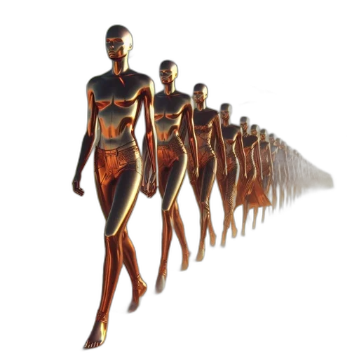 concept art, 3d render, line, metallic, figures, marches, desert, landscape transparent PNG cut-out