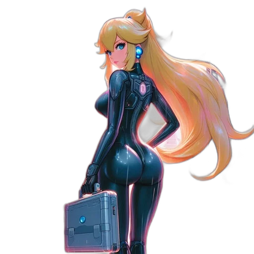 robot, dress, weapon, concept art, 3d render, anime, cartoon, monochrome transparent PNG cut-out
