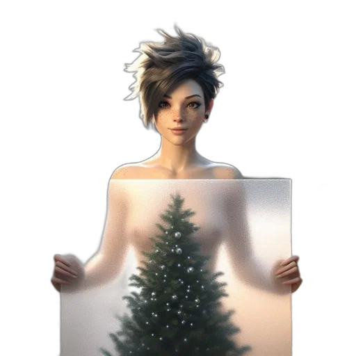 dress, tree, creature, hair, photorealistic, concept art, oil painting, fantasy art transparent PNG cut-out