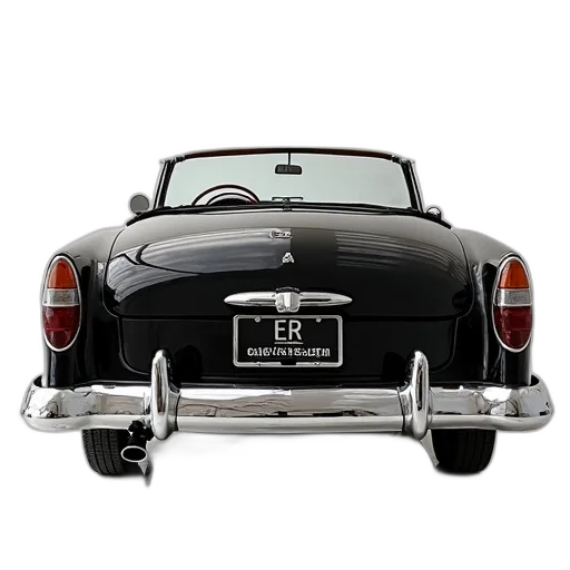 car, crown, 3d render, photorealistic, vintage, black, convertible, shiny transparent PNG cut-out