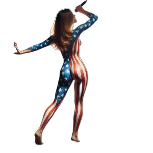 dress, woman, american, flag, bodysuit, sings, stage, held transparent PNG cut-out