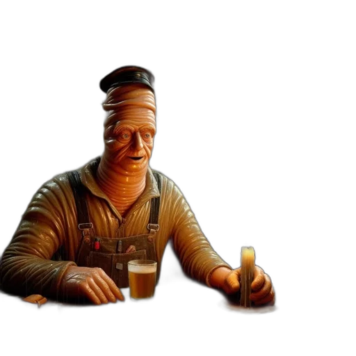 bottle, hat, face, crown, 3d render, pixel art, concept art, photorealistic transparent PNG cut-out