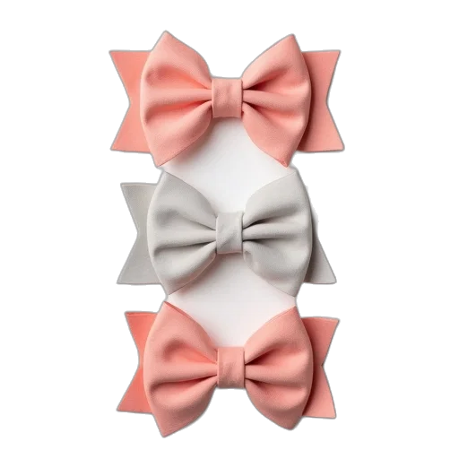 jewelry, 3d render, pastel, monochrome, three, baby, bows, set transparent PNG cut-out