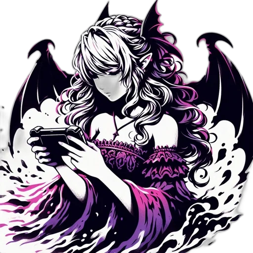 dragon, fantasy art, pixel art, anime, comic book art, dark, monochrome, elven transparent PNG cut-out