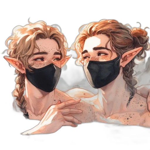 mask, creature, face, hair, fantasy art, watercolor, concept art, oil painting transparent PNG cut-out