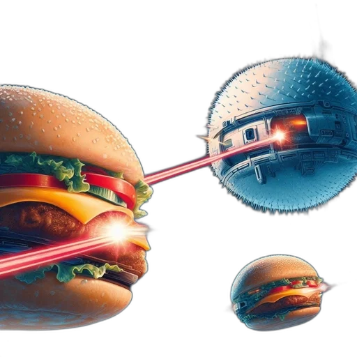 food, weapon, robot, umbrella, concept art, cyberpunk, 3d render, vaporwave transparent PNG cut-out