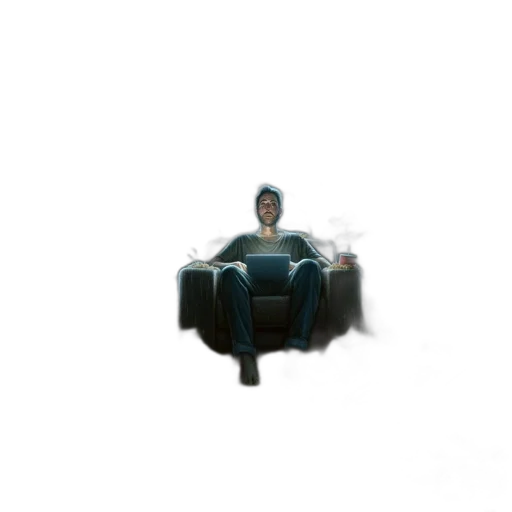 robot, jacket, furniture, face, concept art, pixel art, comic book art, 3d render transparent PNG cut-out