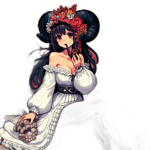 dress, crown, fantasy art, concept art, pixel art, anime, monochrome, red transparent PNG cut-out