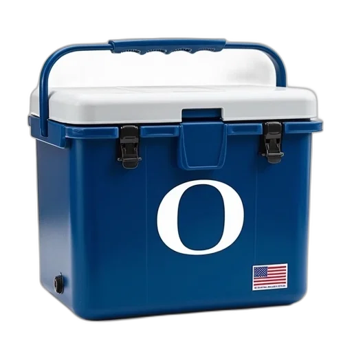 blue, white, cooler, logo, university, oregon, has, handle transparent PNG cut-out