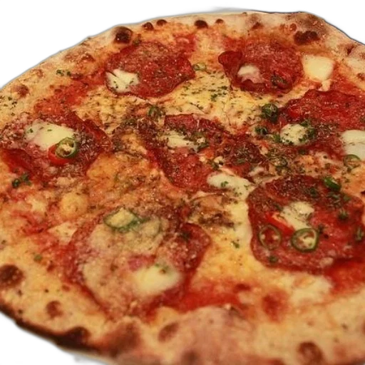 food, 3d render, photorealistic, pepperoni, pizza, melted, cheese, green transparent PNG cut-out