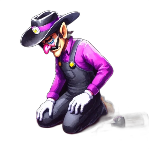 staff, robot, mask, hat, concept art, 3d render, pixel art, watercolor transparent PNG cut-out