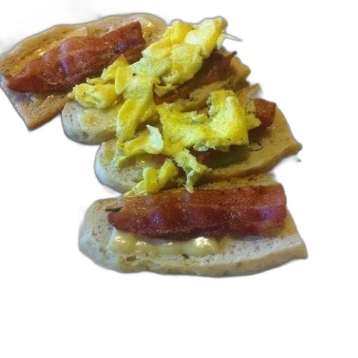food, photorealistic, 3d render, plate, eggs, bacon transparent PNG cut-out