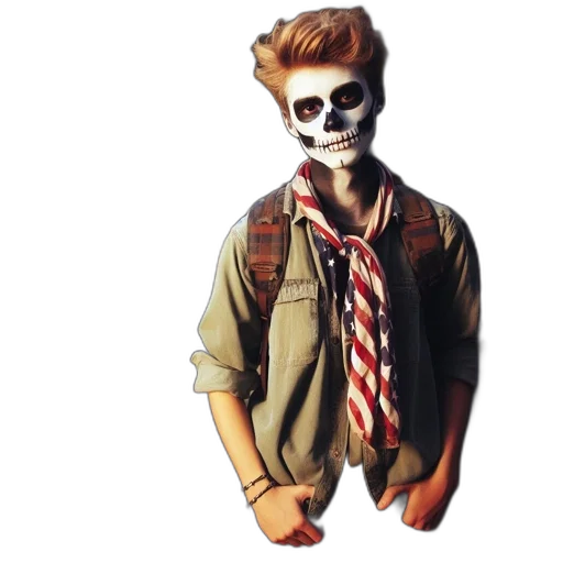 jacket, mask, pixel art, watercolor, photorealistic, concept art, dark, young transparent PNG cut-out
