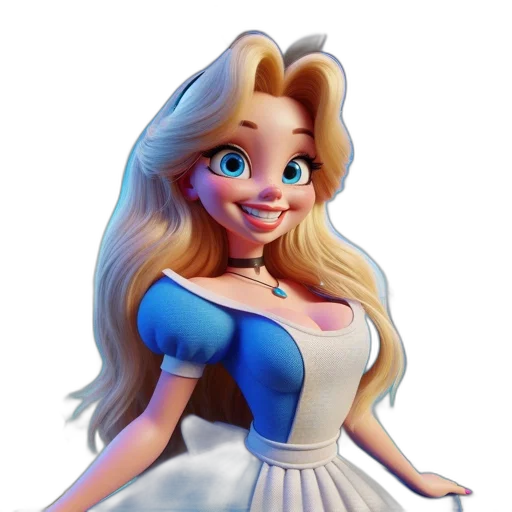 dress, crown, staff, 3d render, cartoon, concept art, fantasy art, blonde transparent PNG cut-out