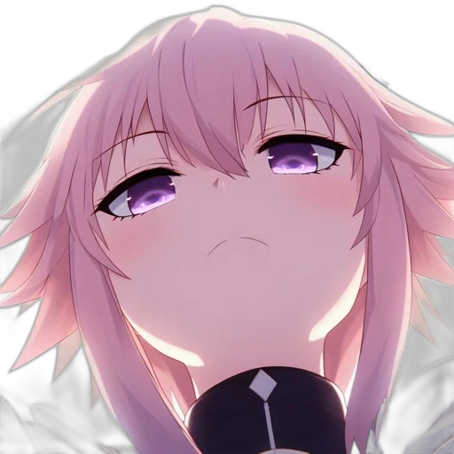 face, staff, jacket, weapon, anime, vaporwave, pixel art, cyberpunk transparent PNG cut-out
