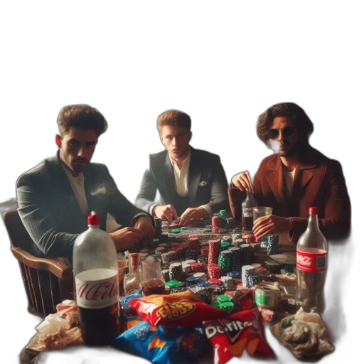 jacket, food, bottle, furniture, concept art, three, men, dimly transparent PNG cut-out