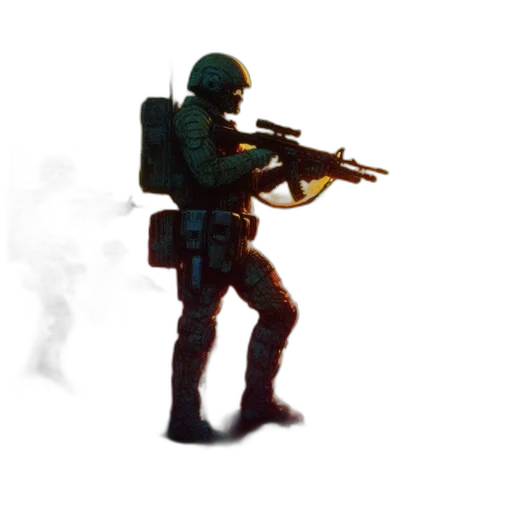 weapon, staff, robot, mask, concept art, pixel art, 3d render, comic book art transparent PNG cut-out