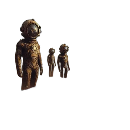 jewelry, robot, mask, staff, 3d render, concept art, outer space, underwater transparent PNG cut-out