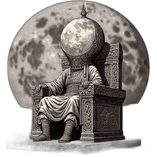 furniture, crown, staff, robot, fantasy art, concept art, 3d render, photorealistic transparent PNG cut-out