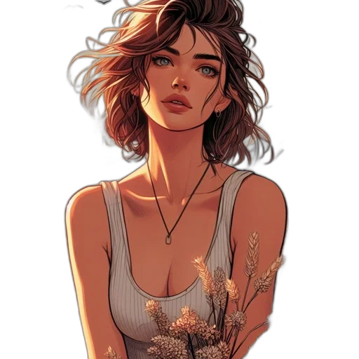 dress, jewelry, face, hair, comic book art, concept art, fantasy art, cartoon transparent PNG cut-out