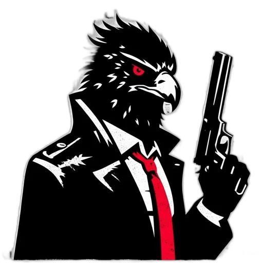 pixel art, concept art, comic book art, cartoon, anthropomorphic, eagle, hawk, wears transparent PNG cut-out