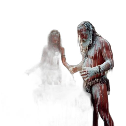 creature, sword, concept art, 3d render, photorealistic, fantasy art, fog, underwater transparent PNG cut-out