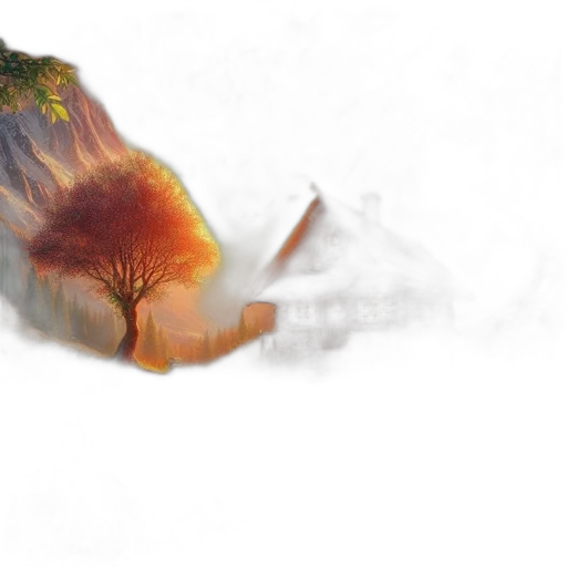 dragon, tree, creature, hair, photorealistic, concept art, fantasy art, 3d render transparent PNG cut-out