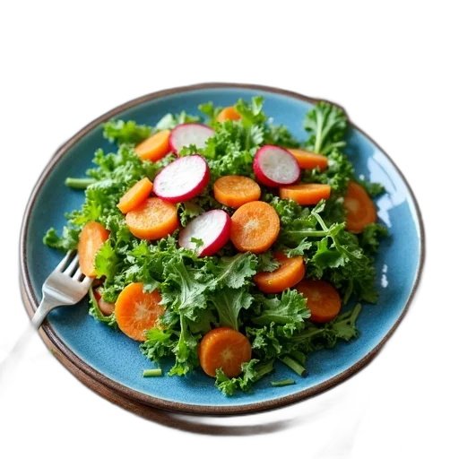 food, plate, mixed, greens, salad, carrots, radishes, variety transparent PNG cut-out