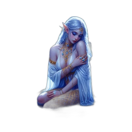 jewelry, dress, fantasy art, concept art, watercolor, pixel art, underwater, blue transparent PNG cut-out