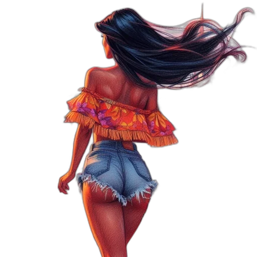 dress, hair, concept art, fantasy art, watercolor, pixel art, red, colorful transparent PNG cut-out