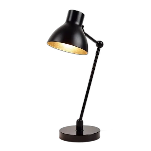 furniture, hat, 3d render, photorealistic, modern, desk, lamp, black transparent PNG cut-out