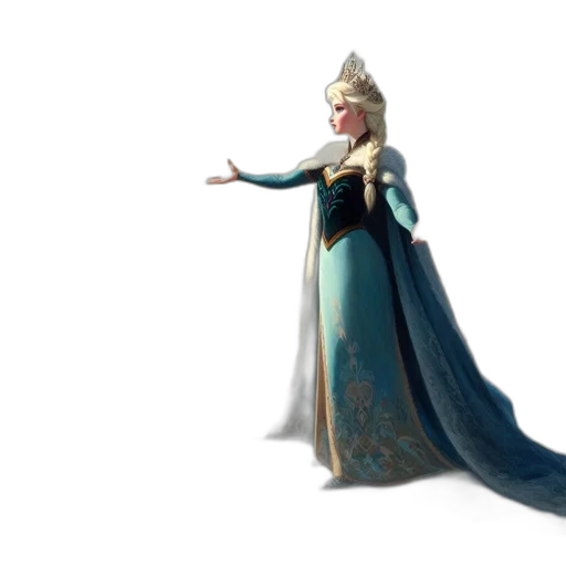 crown, dress, staff, 3d render, concept art, fantasy art, snow, underwater transparent PNG cut-out