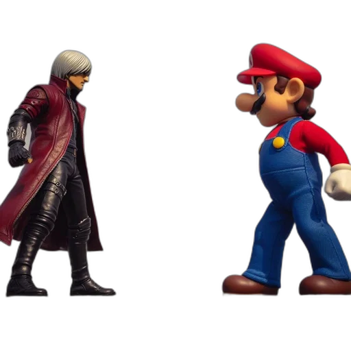 concept art, 3d render, monochrome, red, dark, two, action, figures transparent PNG cut-out