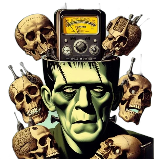 robot, mask, face, comic book art, cyberpunk, concept art, pixel art, green transparent PNG cut-out