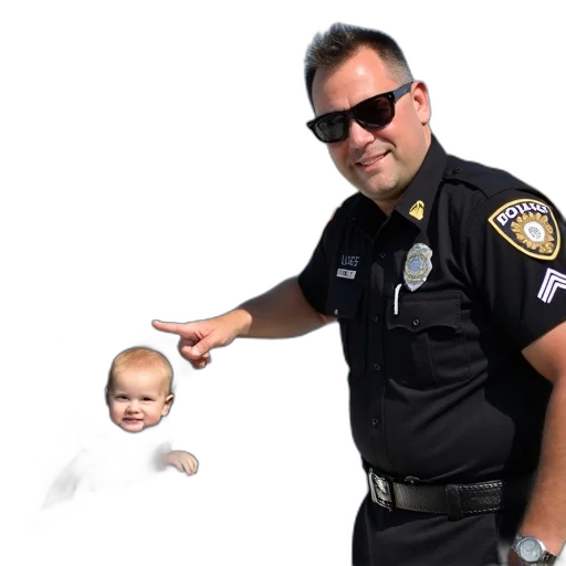 face, creature, staff, weapon, photorealistic, concept art, police, officer transparent PNG cut-out