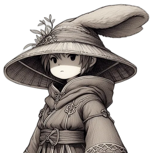 hat, mask, dragon, staff, fantasy art, concept art, pixel art, anime transparent PNG cut-out
