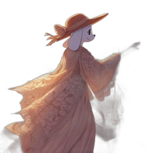 dress, hat, crown, creature, concept art, watercolor, fantasy art, pixel art transparent PNG cut-out